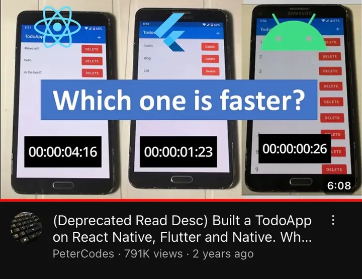 React Native Vs Flutter Vs Native video